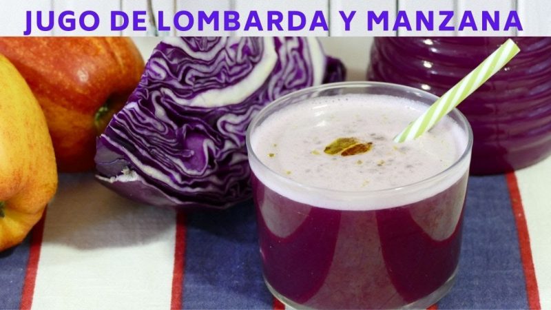 Jugo de lombarda y manzana rico y saludable