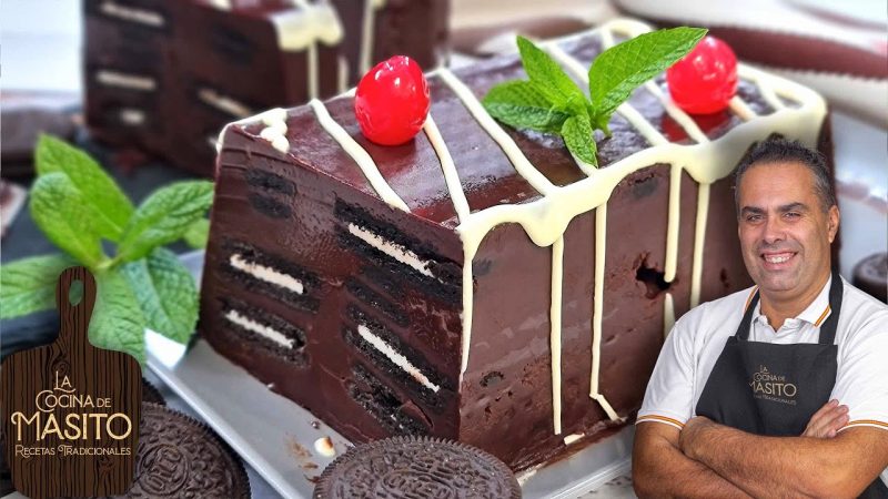 Tarta de chocolate y galletas oreo sin horno en 10 minutos