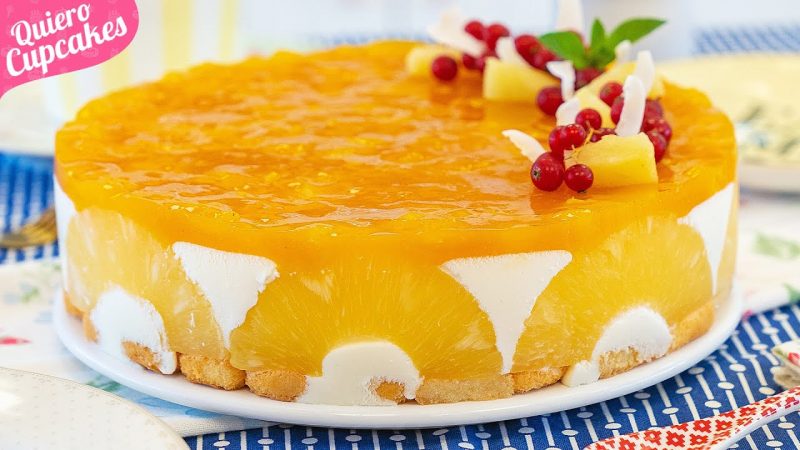 Tarta de piña y mango sin horno