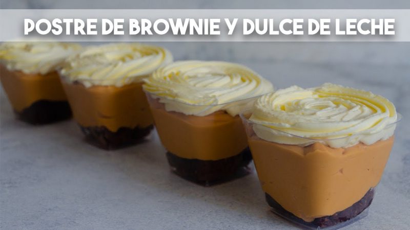 Postre de brownie y dulce de leche