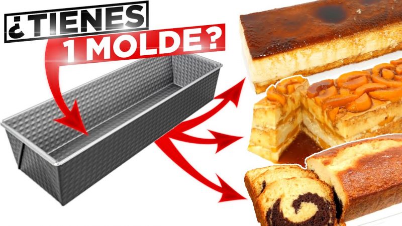 3 Recetas en molde rectangular