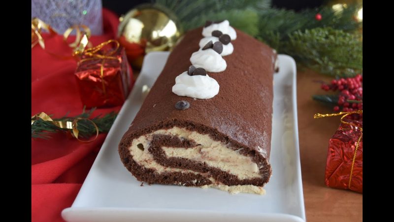 Brazo de chocolate de café y mascarpone