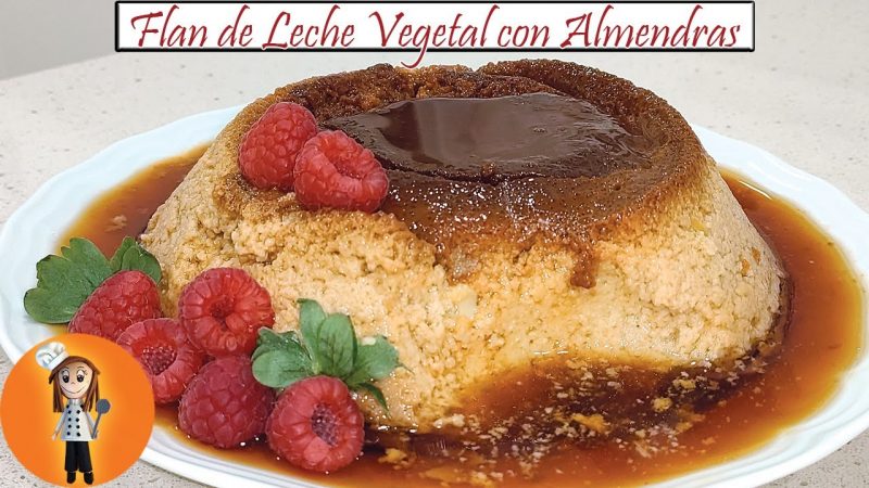 Flan de leche vegetal de avena con almendras