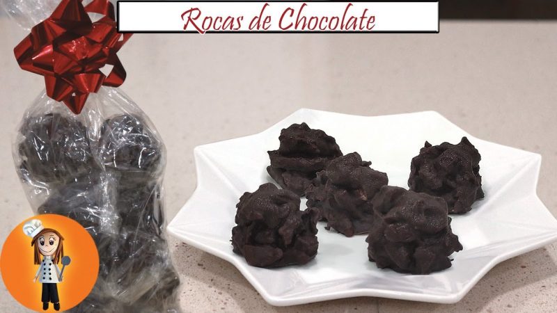 Rocas de chocolate negro, naranja y nueces