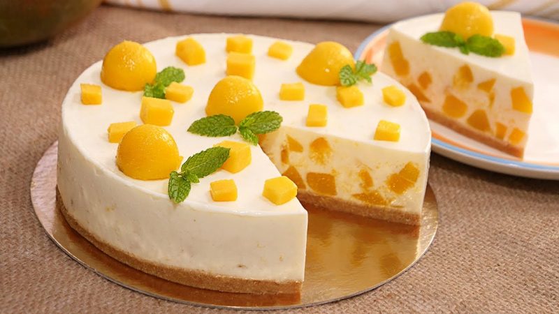 Tarta de yogur y mango sin horno