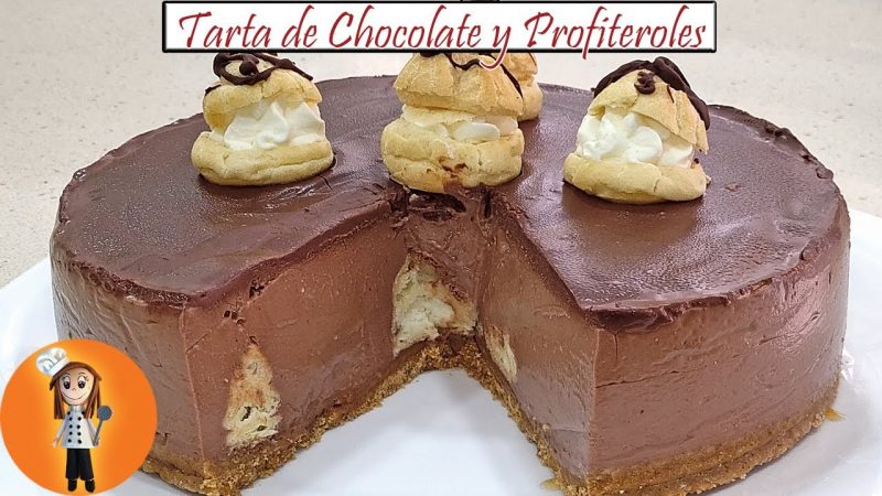 Tarta de chocolate y profiteroles